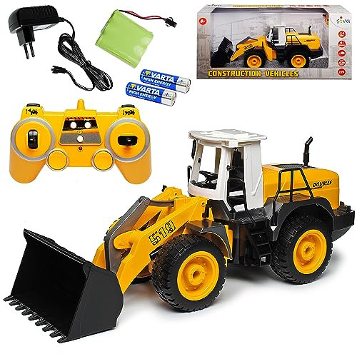 alles-meine.de GmbH Radlader Schaufel Heben senken abkippen - Komplettset mit Akku - 2,4 GHz RC Funkauto - mit Beleuchtung und Sound- sofort startklar - 1/20 Modell Auto mit Indi..