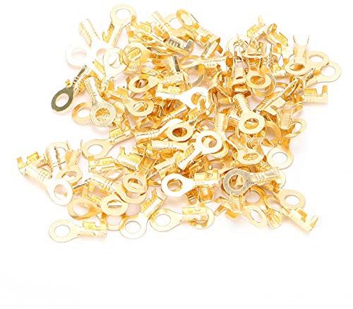 100 Stück Messing-Ringkabelschuhe für Kabelverbindungen, Langlebiger und Feuerfester Kabelschuh-Anschluss Zum Schutz vor Feuchtigkeit, M4 4,2 Mm