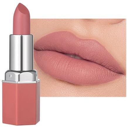 Nude Matte Lipstick, Long Lasting Pink Red Lipcolor, Waterproof Non-stick Cup Natural Moisturizing Hydrating High Pigmented Smooth Velvet Texture Lip Stick For Makeup (#03)
