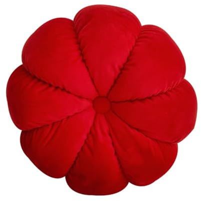 champracer 45cm Fouriding Runde Wurf Kissen für Couch dekorative, Kürbis Runde Samt Kissen,Rund Kissen,Kürbis Zierkissen Gefülltes Kissen, Sofa Bett Stuhl Boden Auto dekorative (Rot)