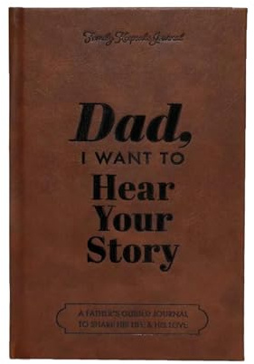 Der „Papa, ich will deine Geschichte hören“: Tagebuch aus Leder, Notizblock mit Anleitung für den Vater, Sonderausgabe, schwarzgoldene Folienbeschriftung, um die Geschichte meines Vaters zu teilen