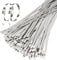 Scettar 100 Pcs Stainless Steel Cable Ties, 4.6 x 300mm Metal Cable Ties with Rolling Self Locking 304 Metal Zip Ties Reusable for Farms, Fence, Garden, Vehicles, Roofs