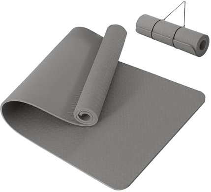 Good Nite Yogamatte, dick, 10 mm, TPE, Yogamatten für Damen und Herren, rutschfeste Gymnastikmatten für Zuhause, Fitness, Workout-Matte, Pilates, 183 x 61 x 1 cm (grau)