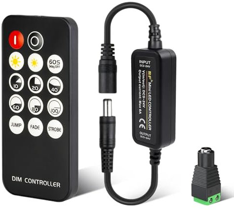 DoRight LED Controller für Einfarbig LED Streifen, DC 5V-12V-24V LED Fernbedienung Ersatz LED Dimmer/Schalter/Helligkeit mit Dynamikmodus für LED Strip COB SMD