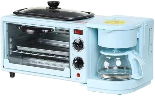 Wrobelax Multifunction Breakfast Machine with Mini Toaster Electric Oven, 3 in 1 Breakfast Maker Station, Frying Pan, Breakfast Egg Sandwich Maker(Color:Blue)