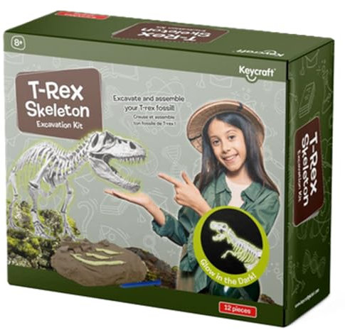 T-Rex Skelett Ausgrabungs-Set, leuchtet im Dunkeln, 12-teilig