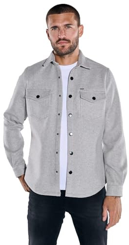 emilio adani Herren Herren Overshirt Uni, Silbergrau, 37632, Silbergrau in Größe L