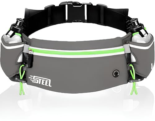 Ceinture Running Hydratation Course a Pied, Sac Banane Porte Gourde, Bouteille accessoires Etanche Réfléchissant pour Trail Jogging Footing Randonnée Vélo, Cadeau Homme Femme Smartphone iPhone Samsung