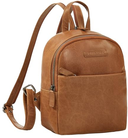 STILORD Elonora Vintage Leder Rucksack Tasche 2 in 1 Damen klein Damenrucksack Daypack für Frauen Rucksackhandtasche Tagesrucksack Echtleder Farbe:tropica - braun