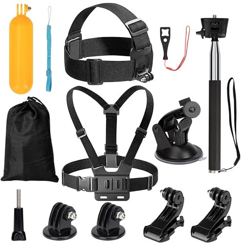 9-in-1 Action Kamera Zubehör Set, Brustgurt Halterung Outdoor Sport Anzug kompatibel für Gopro Hero 10/9/8/7/6/5/4 Insta360 DJI SJCAM APEMAN AKASO und andere Sportarten Kamera