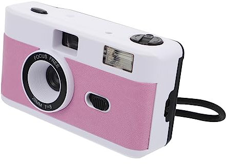 Gadpiparty Retro Camera Easy to Use Reusable 35mm Film Built-in Flash No Battery White Pink Purple