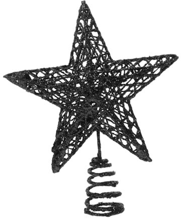 Alipis Puntale Per Albero Di Natale Nero Con Glitter Decorazione Natalizia Facile Da Installare Con Base Spirale Per Atmosfera Festiva