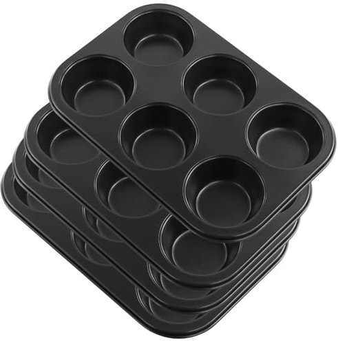 MOUYAT 4 PCS Muffin Trays, 6 Cup Yorkshire Pudding Tray, Non Stick Cupcake Tray for Baking Pastries, Pies, Muffin, Cupcakes, Bun, Brownies, 26.5 x 18 x 3cm