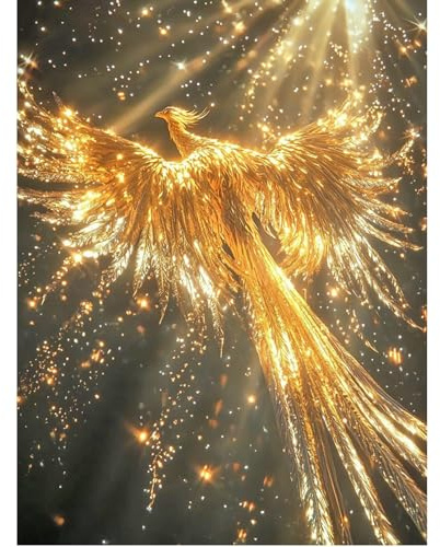 SHEGZHUC 40x50cm Diamond Painting Phönix Gold - Diamant Malerei Tier Mosaik Kunst Geschenk