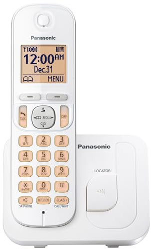 Panasonic Cordless Phone, 1.6 Backlit Display, Call Block, Speakerphone, 10 Hours Talk Time, 1 Handset - KX-TGC200W (White)