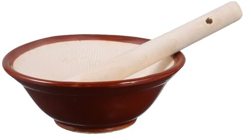 Garneck Japanese Suribachi Ceramic Mortar Set with Pestle - Perfect for Grinding Spices - Herbs and Nuts - Traditional Japanese Mortar Bowl for Kitchen and