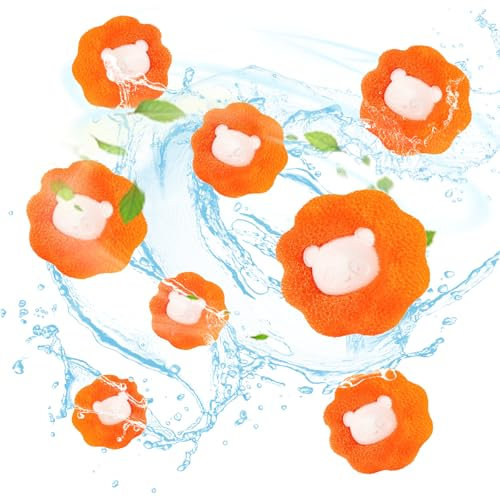 Tierhaarentferner Waschmaschine, 8 Pieces Wiederverwendbar Fusselentferner (Orange)
