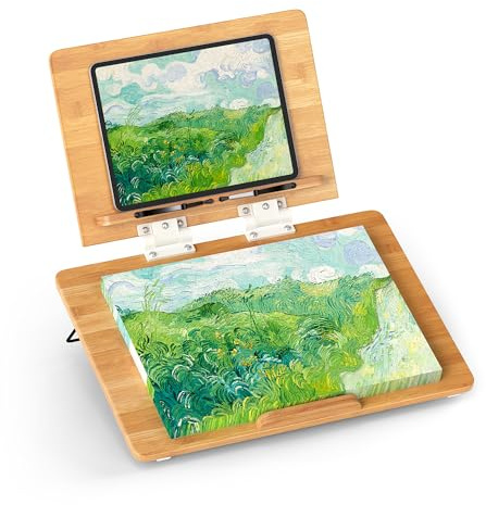 lesolar Desktop Easel for Painting,Adjustable Table Top Easels for Artists,Portable Bamboo Artist Drawing Board with Folding Display Board for Sketching,Drawing,Tablet Display and Reading