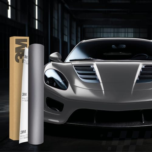3M 2080 Car Wrapping Folie Selbstklebende Autofolie für Auto Motorrad Boot 3D Lackschutzfolie mit Luftkanälen zum Folieren (M21 Matte Silver, 50 x 152cm)