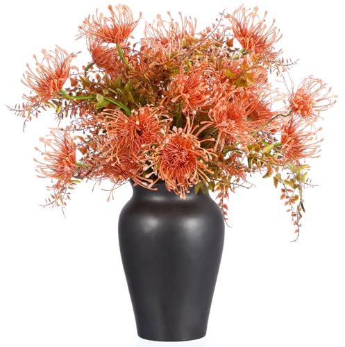 Giegxin 4pcs Faux Red Spider Lily for Home Garden Decoration 17 Inch Artificial Lycoris Bulbs for Centerpiece Table Decor Fake Chrysanthemum Flowers Eucalyptus Plants for Indoor and Outdoor Decor
