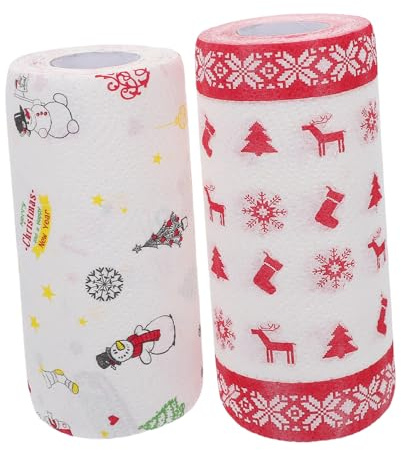 CONGARTENO 2 Rollen Fettdichtes Einweg Küchenpapier mit Weihnachtsmotiv Back und Lebensmittel Papierliner für Snacks Käse Sandwiches Dekorativ und Praktisch für Küche Picknick