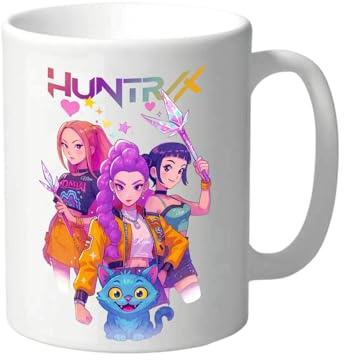 Générique Hunters Tasse Anime Tasse à Café Amusante Idée Cadeau pour Les Fans de Zoey Rumi Huntrix, Hunters Merch pour le Bureau, L'école, Céramique 330ml (A)