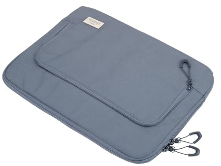 TROIKA Laptoptasche BLUE CYCLE CARRY 2 für Laptop bis 14'' mit Aufprallschutz Kabelfach für Zubehör inkl Elastikbändern Tragegriff und Kofferschlaufe aus recyceltem Meeresplastik rPET dunkelgrau