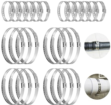 Hexizexi 24 Pcs CV Boot Clips 25-50mm and 50-120mm Universal CV Boot Clamps | Assortment Kit Adjustable Stainless Steel Hose Clips for Drive Shafts Garden Home Swimming Pool