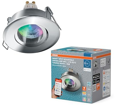 Osram Smart Matter Spot LED Einbaustrahler IP65 RGBW Verstellbar Chrom, 4,7W Smart Home, Dimmbar, App-Steuerung