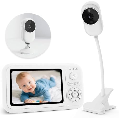 Babyphone mit Kamera & Halterung inkl. Bettclip, 1080P Video Baby Monitor Ohne WLAN, 3,5 LCD Display, Nachtsicht, Zwei-Wege-Audio, Weinen-Erkennung