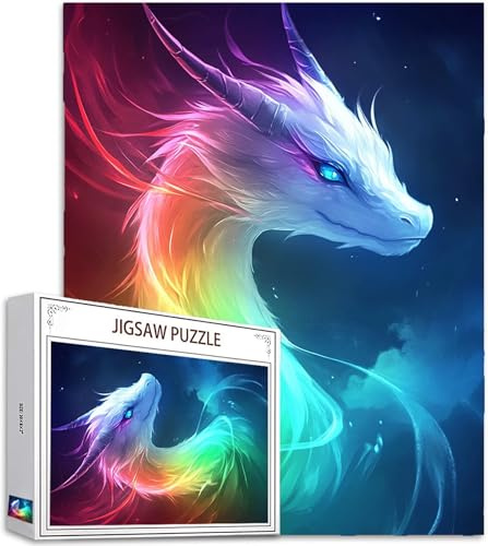 Farbe Puzzle 6000 Teile Erwachsene, Groß Puzzle Drachen Poster Design, Holz Jigsaw Kreativ Set für Erwachsene Teile mit Geschenkbox Verpackung for Wanddeko Wohnzimmer, Geschenke, 179x105cm, Model746