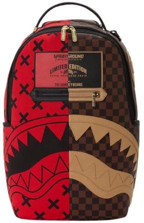 Sprayground Zaino Divide & Conquer con scomparto per laptop in velluto, PVC e tela di cotone, cerniere dorate, imbottitura posteriore ergonomica in rete