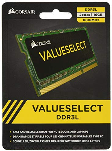 Corsair Value Select SODIMM 16GB (2x8GB) DDR3L 1600MHz C11 Speicher für Laptop/Notebooks - Schwarz