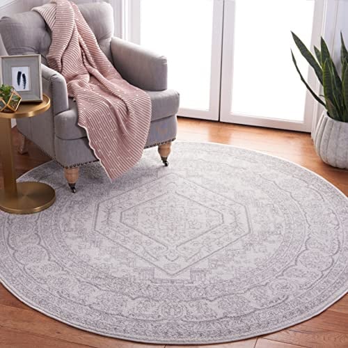 SAFAVIEH Adirondack Round Rug 4', Ivory & Silver ADR108B