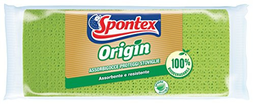 Spontex Origin Absorbente de goteo Biodegradable, Celulosa y algodón, Color Verde, 42 x 0.5 x 31 cm