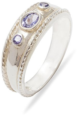 Damen Ring Solide Sterling Silber 925 mit Tansanit - Verfügbare Größen : 47 bis 68