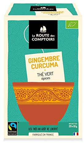 Thé Vert Bio Gingembre Curcuma - Boite de 20 sachets