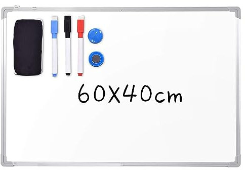 GOPLUS Whiteboard Testsieger beschreibbar, Magnettafel Magnetwand mit Aluminium-Rahmen und Stiftablage, weiß, Größen wählbar (60 x 40 cm)