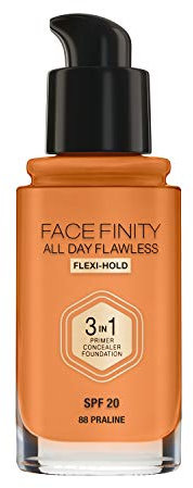 Max Factor Facefinity All Day Flawless 3 In 1 Foundation In 88 Praline– Primer, Concealer & Foundation In Einem – Für Ein Perfekt Mattiertes Finish