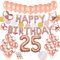 54Stück 25. Geburtstagsdeko Rosegold Set:Helium Folienballons Happy Birthday Banner &Ballons Zahl 25&20 Latex Ballons &10 Konfetti Luftballon &4Stern Herz Ballon für Mädchen Tochter Geburtstag Party