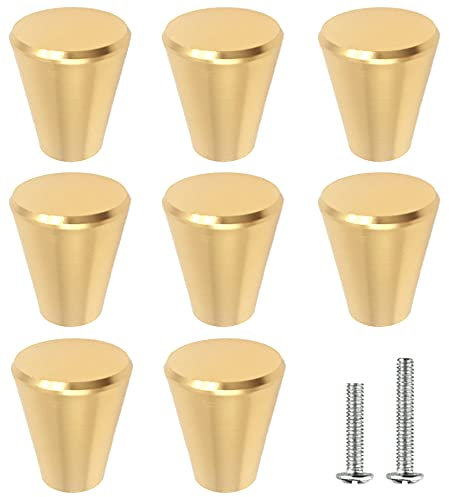 Ayiciel Cabinet Door Knobs, Gold Kitchen Cabinet Knobs Round Drawer Pull Handle, Single Hole Furniture Cabinet Knobs Drawer Knobs for Dresser Cupboard Wardrobe Home Decorating (Pack of 8)