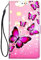 ChoosEU Cover per Huawei P Smart 2019 / Honor 10 Lite Custodia in Pelle Portafoglio Silicone Flip Case Elegante Disegni Antiurto Protettiva per Ragazze Donne Cover a Libro Magnetica - Farfalla Rosa