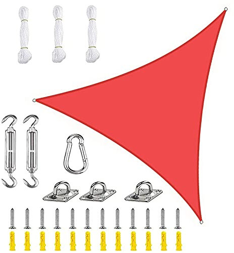 PYapron Sonnensegel Sonnenschutz Dreieck Polyester Windschutz Wetterschutz Wasserabweisend Imprägniert 95% UV Schutz Mit Seilen Und Befestigungs Kit Für Outdoor Garten,#12,6x6x6m