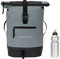 Elephant Rucksack Herren Damen Plane Time Bag COMP Fahrradrucksack Kurierrucksack Roll-Top A4 mit Laptopfach, Bodenfach 12823 + Flasche (Bi Color GS (grau-schwarz))