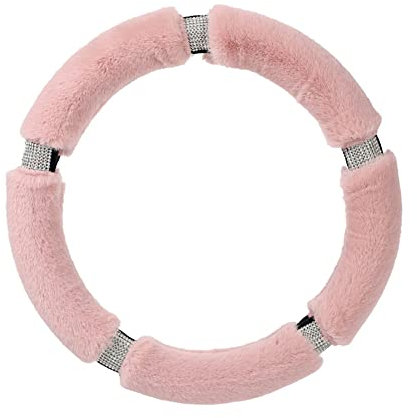 ihreesy Bling Bling Lenkradbezug,Durchmesser 38cm Plüsch Auto Lenkradhülle Universal Lenkradhülle Weich Bequem Auto Lenkradschutz Winter Lenkradschoner,Rosa