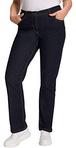 Ulla Popken Damen Straight-jeans Hose, Dark Blue Denim, 32W / 34L EU