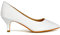 Womens Glitter Pointed Shoes Ladies Slip On Low Heel Party Courts Pumps Size 3-8 (White Satin, Numeric_5)