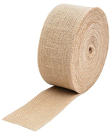 Dishaur 4cmx10M Hessian Ribbon Natural Jute Burlap Ribbon Roll Vintage for Gift Wrapping Crafting Wedding Christmas Decorations