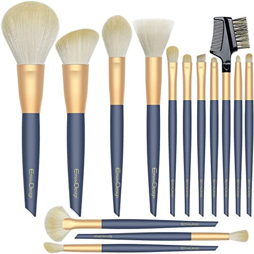 EmaxDesign Pinceaux de maquillage 15 pièces Pinceaux Maquillage Professionnel pour liquide Poudre crème Fusion de fond de teint Concealer yeux visage Pinceaux Kit