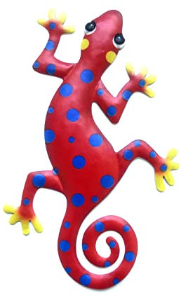 ISAKEN Metall Gecko Wandkunst Dekoration Gecko Eidechse Wandskulptur 3D Wanddeko Wandkunst Wandschmuck Hängend Dekorationen für Zuhause Wohnzimmer Schlafzimmer Garten